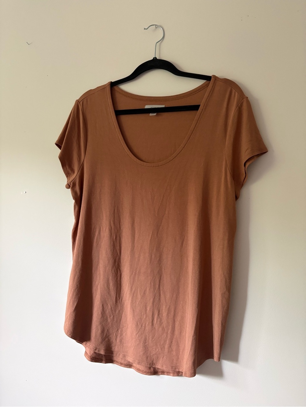 Cupio Scoop Neck Short Sleeve Top - Rust XL